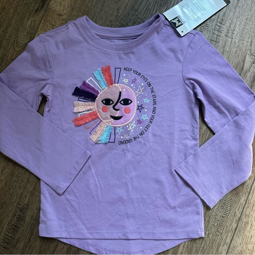 NWT!! Girl’s Member’ Mark Embellished Long Sleeve Shirt,‎ Celestial, Size 3T